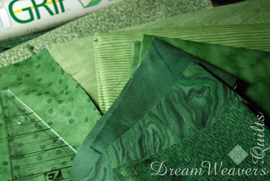 Green fabrics for tree quilt